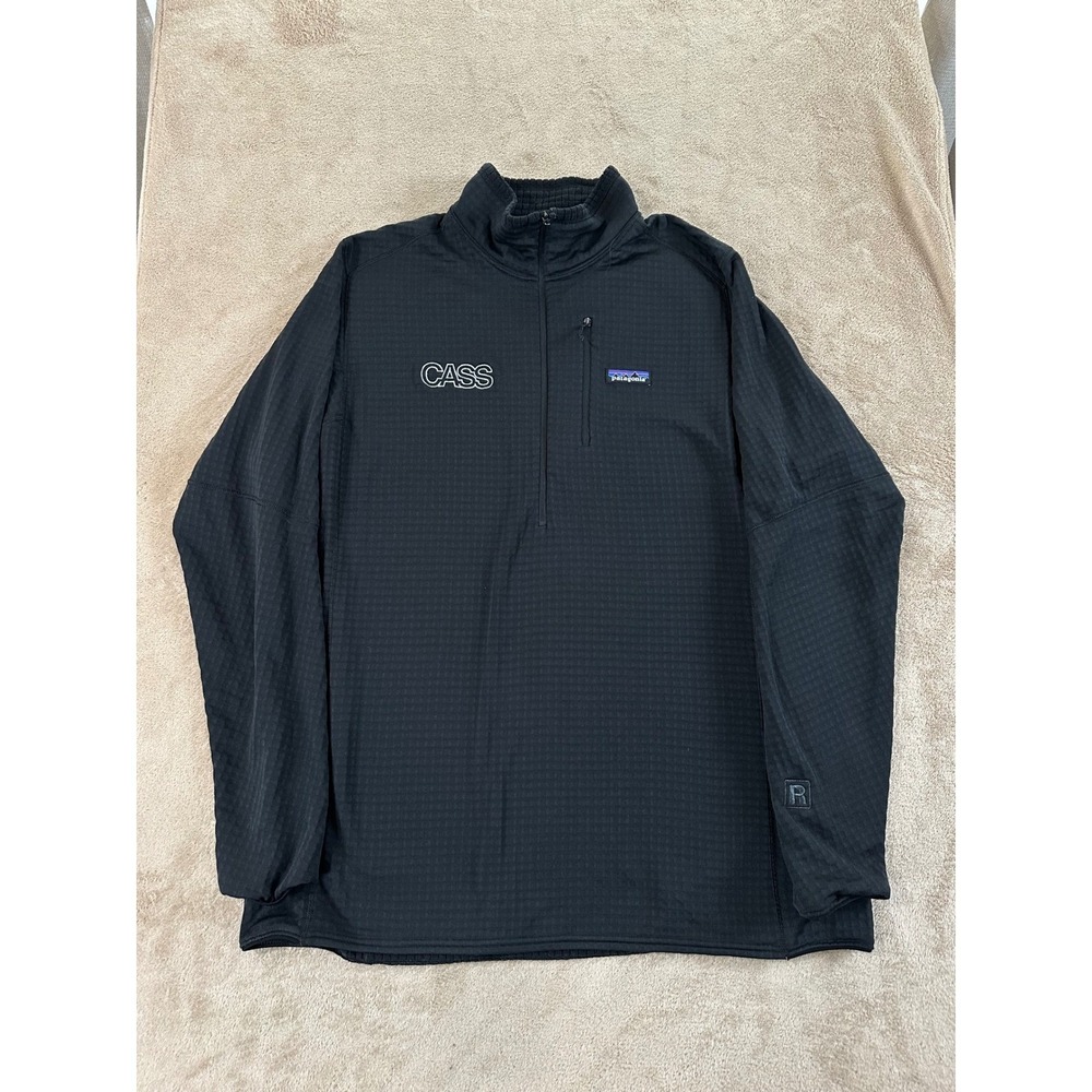 Patagonia R1 Daily Pullover Mens size 2XL Black 1/4 zip Polartec Fleece Logo EUC